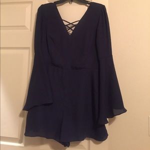 Super cute navy long sleeve romper!